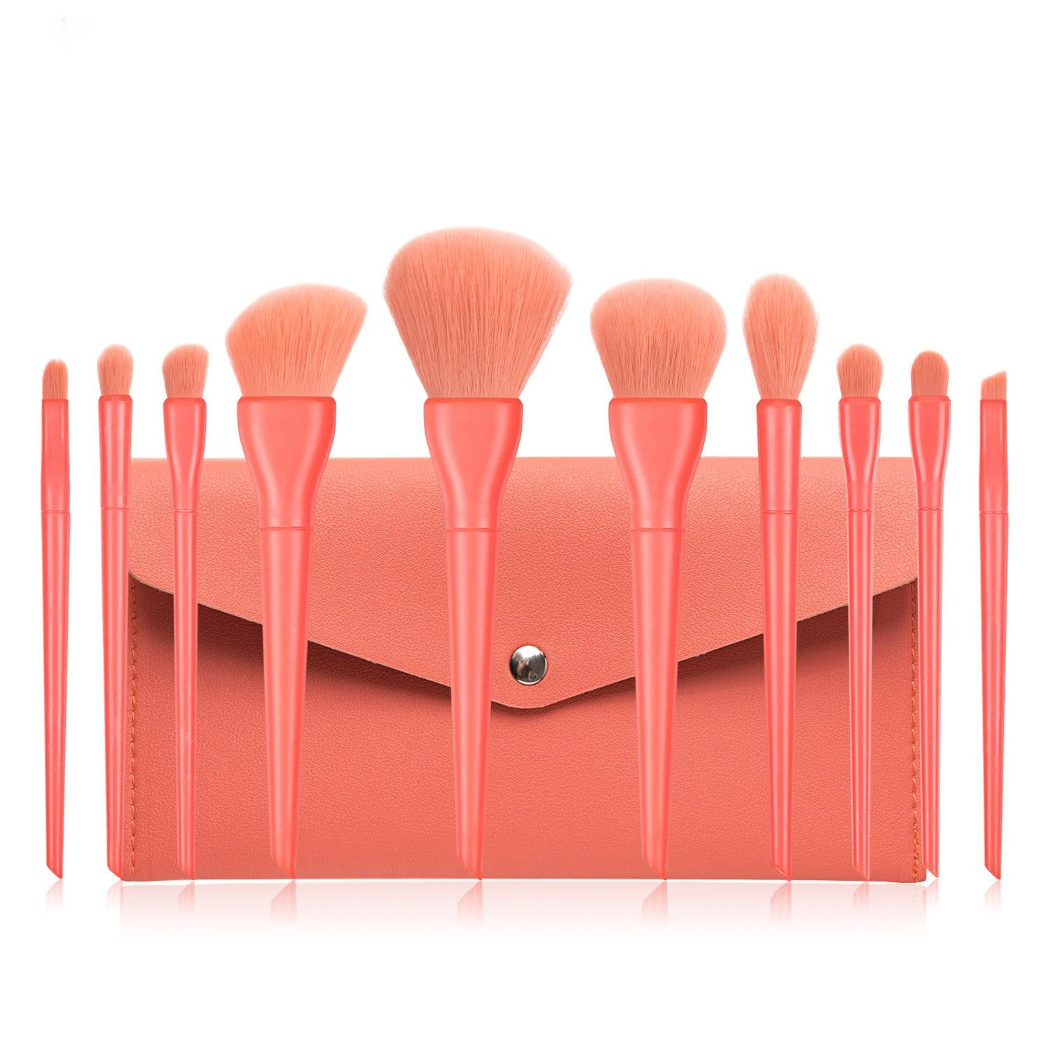 Candy color 10 cosmetic brushes set plastic short rod soft bristles Candy color 10 cosmetic brushes set plastic short rod soft bristles